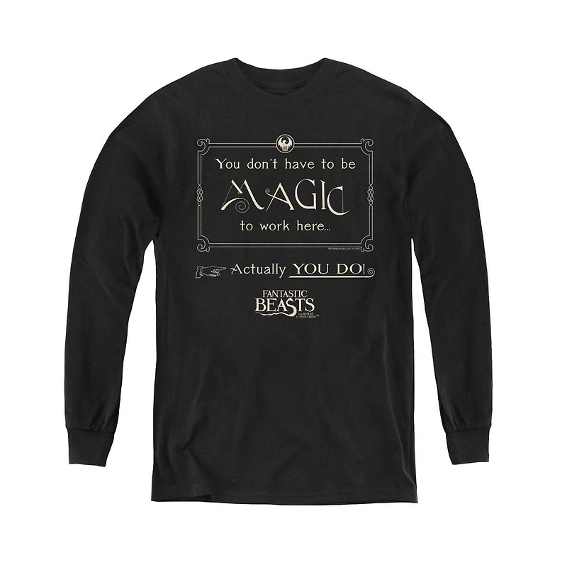 Fantastic Beasts Youth Magic To Work Here Long Sleeve Sweatshirts