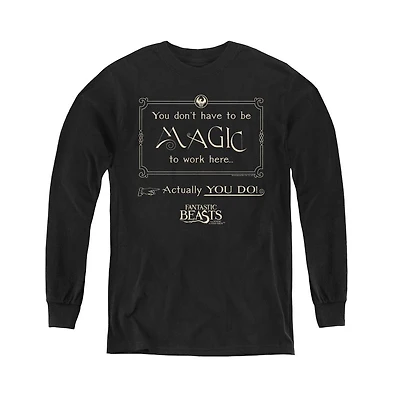 Fantastic Beasts Youth Magic To Work Here Long Sleeve Sweatshirts