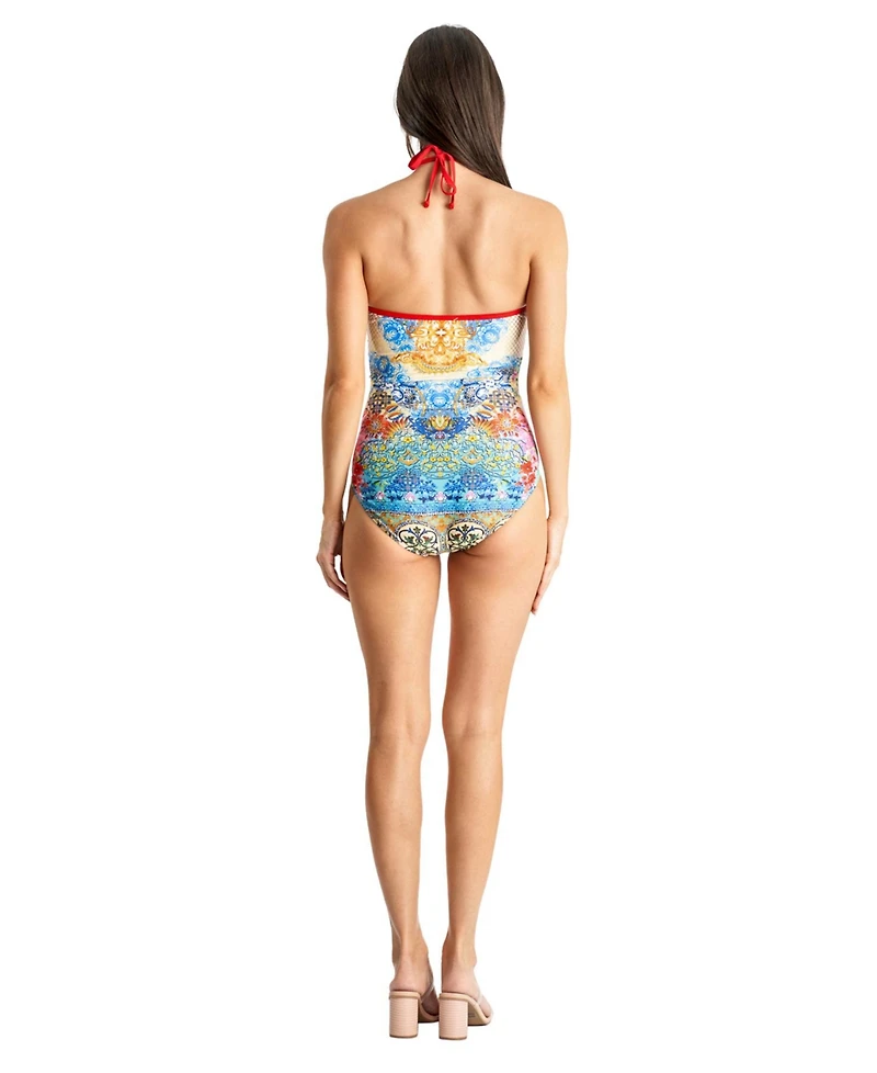 La Moda Clothing Women's Lace Up One Piece Swimsuit