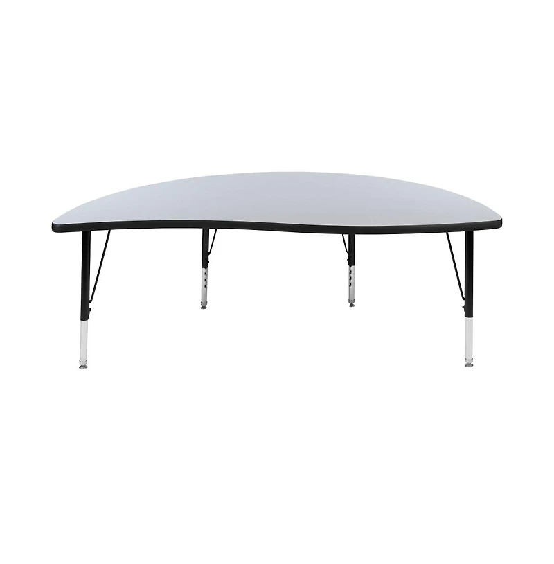 Emma+Oliver 60" Half Circle Wave Flexible Collaborative Kids Adjustable Height Activity Table