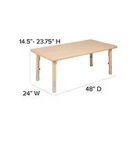 Emma+Oliver 24"W X 48"L Rectangular Plastic Height Adjustable Activity Table