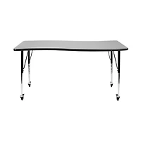 Emma+Oliver Mobile 26"W X 60"L Rectangle Wave Flexible Collaborative Adjustable Activity Table