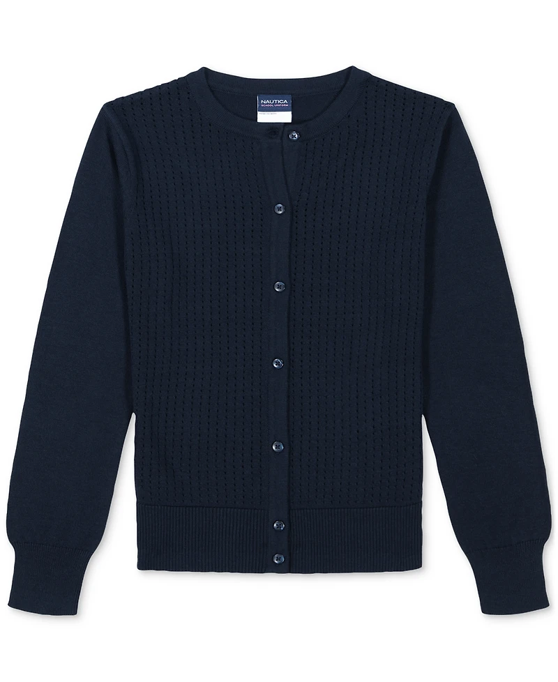 Nautica Little Girls Uniform Pointelle Cardigan