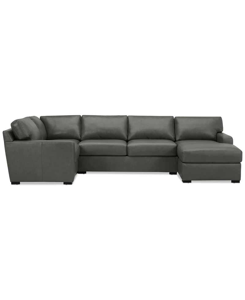 Radley 136" 4-Pc. Leather Square Corner Modular Chaise Sectional, Created for Macy's