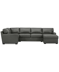 Radley 136" 4-Pc. Leather Square Corner Modular Chaise Sectional, Created for Macy's