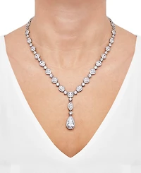 Arabella Cubic Zirconia Mixed Cut Teardrop 18" Lariat Necklace in Sterling Silver