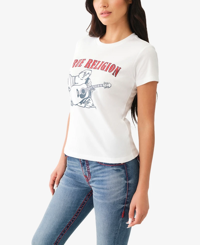True Religion Women's Buddha Slim Crew Neck Top