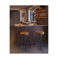 Counter Stools Set Of 2, Kitchen Stools, Breakfast Synthetic Leather With Stitching