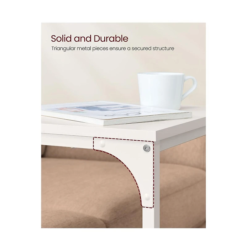 Industrial C-shaped Side Table With Metal Frame