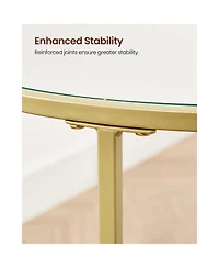 Slickblue Round Side Table, Glass End Table With Metal Frame, Small Coffee Accent Table Set of 2