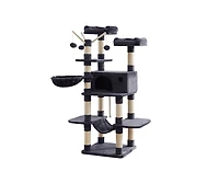 Slickblue Large Cat Tree, Cat Activity Center With Hammock, Basket, Removable Fur Ball Sticks, Cat Condo