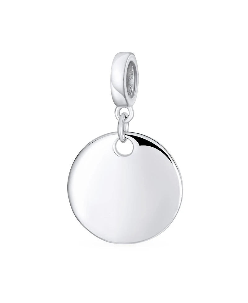 Bling Jewelry Initial Monogram Round Circle Disc Shape Dangle Bead Charm Sterling Silver European Bracelet