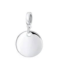 Bling Jewelry Initial Monogram Round Circle Disc Shape Dangle Bead Charm Sterling Silver European Bracelet