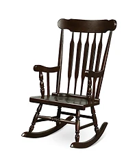 Gymax Wooden Rocking Chair Single Rocker Indoor Garden Patio Yard Coffee