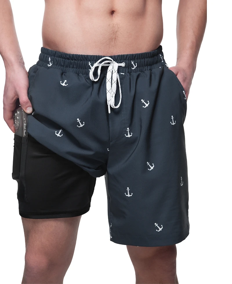 Rokka&Rolla Men's 7" Compression Liner Stretch Swim Trunks Upf 50+
