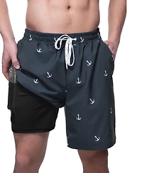 Rokka&Rolla Men's 7" Compression Liner Stretch Swim Trunks Upf 50+