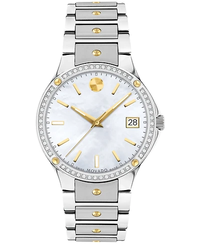 Movado Women's Swiss Se Diamond (1/5 ct. t.w.) Gold-Tone Pvd & Stainless Steel Bracelet Watch 32mm