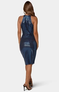 Bebe Women's Mock Neck Disco Dot Midi Dress