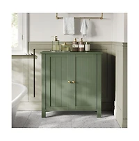 Floor Storage Cabinet for Bathroom with 2 Flexible Shelves and Closed Door