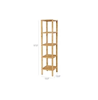 Slickblue 5-Tier Wicker Bathroom Shelf, Standing Kitchen Rack, for Narrow Spaces, Living Room