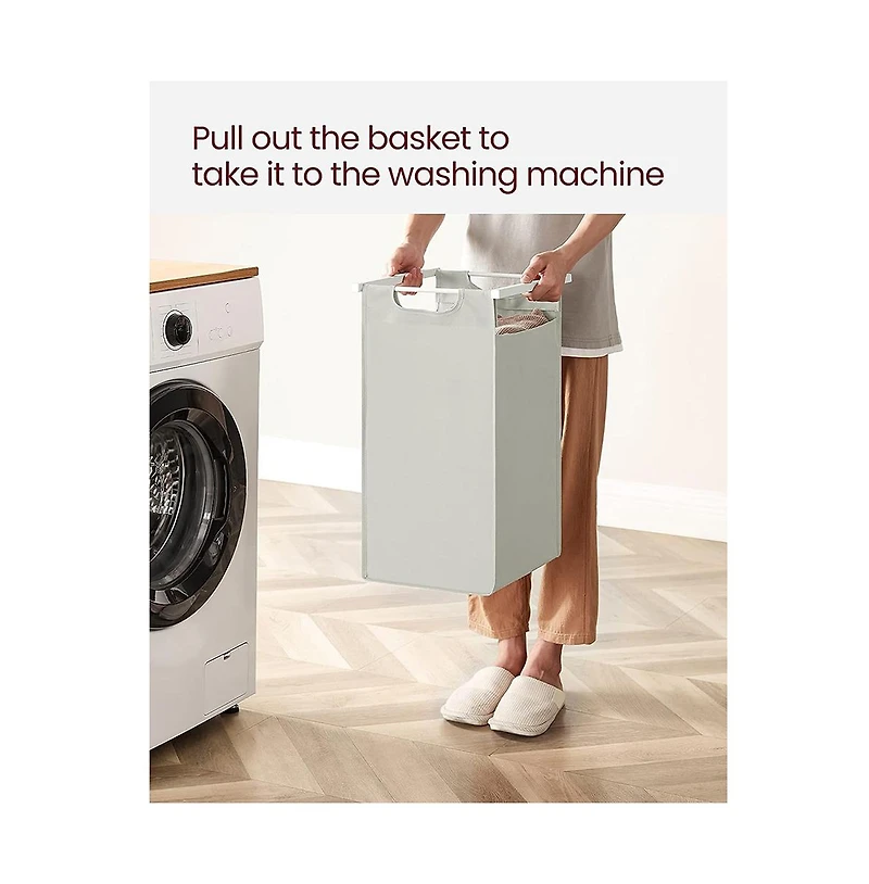 Slickblue Laundry Hamper, Laundry Sorter With 2 Pull-out And Removable Bags, 2 Shelves, For Laundry Room