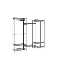 Slickblue Freestanding Metal Clothing Racks, Garment Rack with Adjustable Wire Shelves, Hanging Rods, Hooks