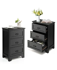 Inolait 3-Drawer End Storage Wood Side Nightstand