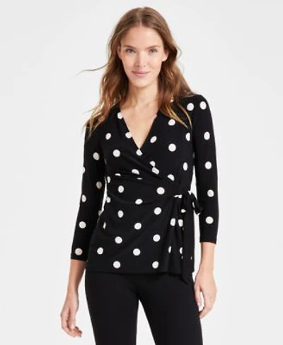 Anne Klein Printed Tie Waist Top P Xxs 3x