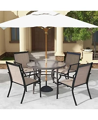 2 Piece Patio Dining Chairs Large Outdoor with Breathable Seat & Metal Frame