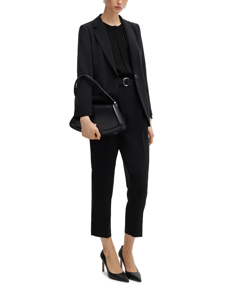 Boss by Hugo Women's Stretch-Silk Crepe De Chine Ruched-Neck Top