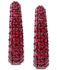 Effy Ruby Oval Small Huggie Hoop Earrings (2 ct. t.w.) Sterling Silver (Also available Pink Sapphire & Sapphire)