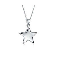 Bling Jewelry Minimalist American Usa Patriotic Celestial Rock Star Super Dangling Star Pendant Necklace Sterling Silver