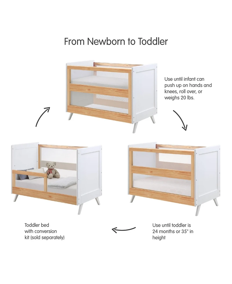 Halo Dream Inc. Breathable Mesh 3-in-1 Convertible Crib - Greenguard Gold Certified