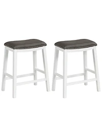26-Inch Bar Stool Set of 2 Counter Height Saddle Stools with Upholstered Seat