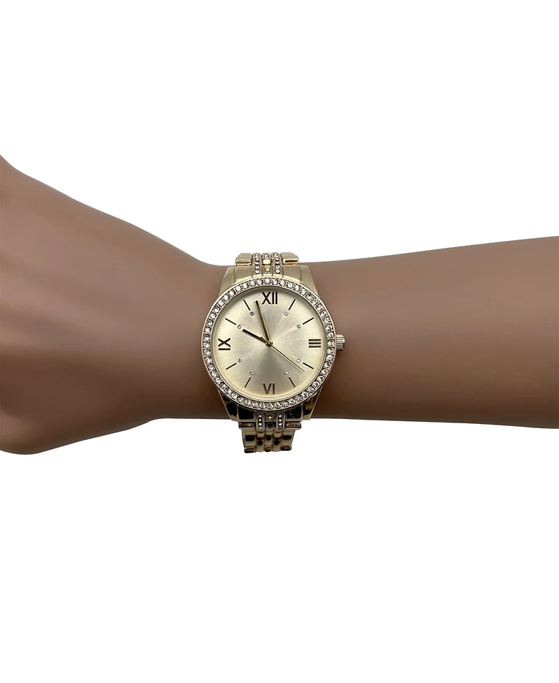 Olivia Pratt Gold Everyday Rhinestones Elegant Look Women Watch