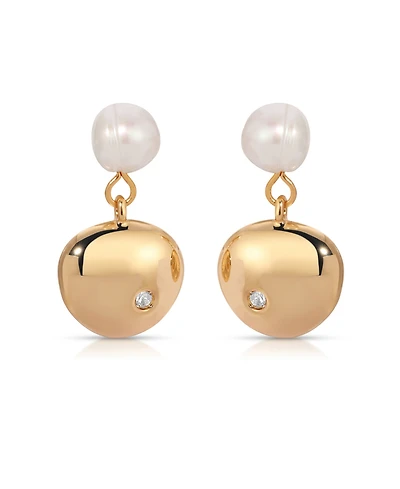 Ettika Small Pebble and Freshwater Pearl Dangle Earrings