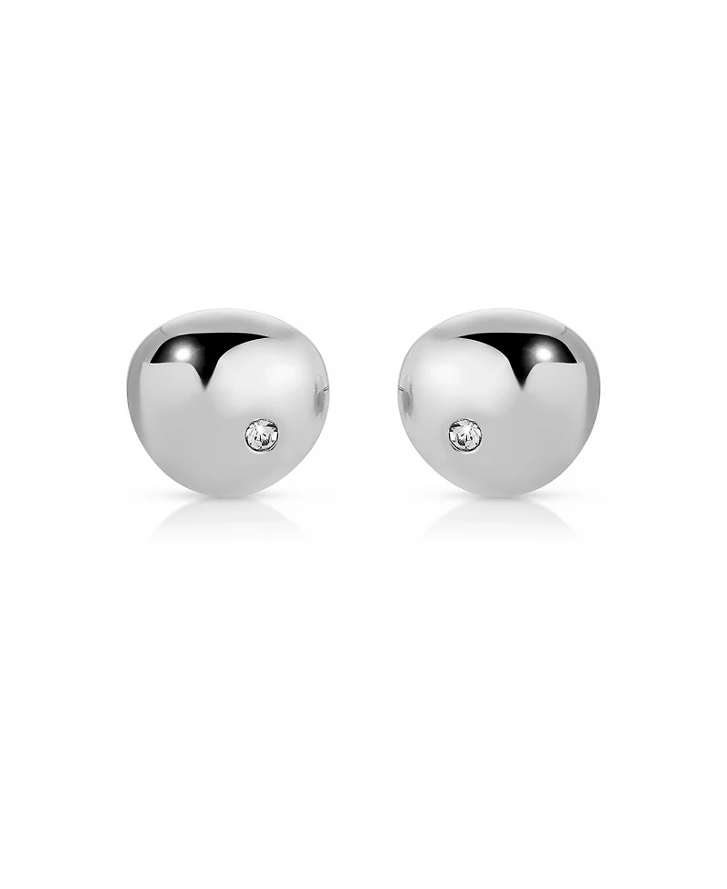 Ettika Polished Pebble Single Crystal Stud Earrings