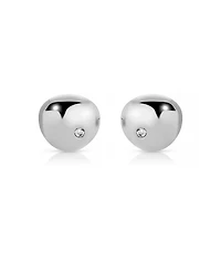Ettika Polished Pebble Single Crystal Stud Earrings