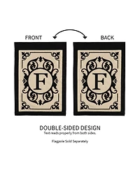 Evergreen Flag Cambridge Chic Letter F Monogram Applique Garden Flag - 12.5" Wide x 18" High