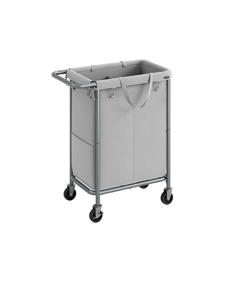 Slickblue Laundry Basket with Wheels, Rolling Hamper, emovable Liner, Steel Frame Handle, Blanket Storage