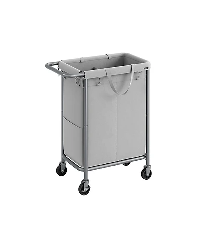 Slickblue Laundry Basket with Wheels, Rolling Hamper, emovable Liner, Steel Frame Handle, Blanket Storage