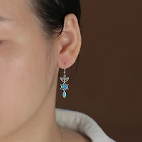 Bling Jewelry Created Blue Opal Religious Judaica Menorah Hanukkah Star Of David Leverback Dangle Earrings Bat Mitzvah Sterling Silver