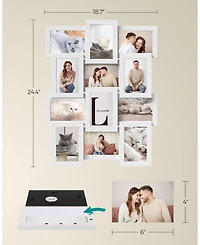 12-Opening Photo Collage Frame with Glass Cover for Multiple Picture Display
