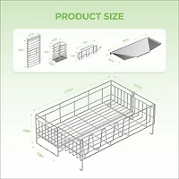 Sugift 2-Tier Detachable Stainless Steel Dish Drying Rack with Cutlery Box and Cup Holder