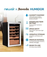 Newair x Boveda 500 Count Electric Humidor, Spanish Cedar Shelves with Temperature Control, Cigar Humidor Box with Built-In Boveda Humidity Control in