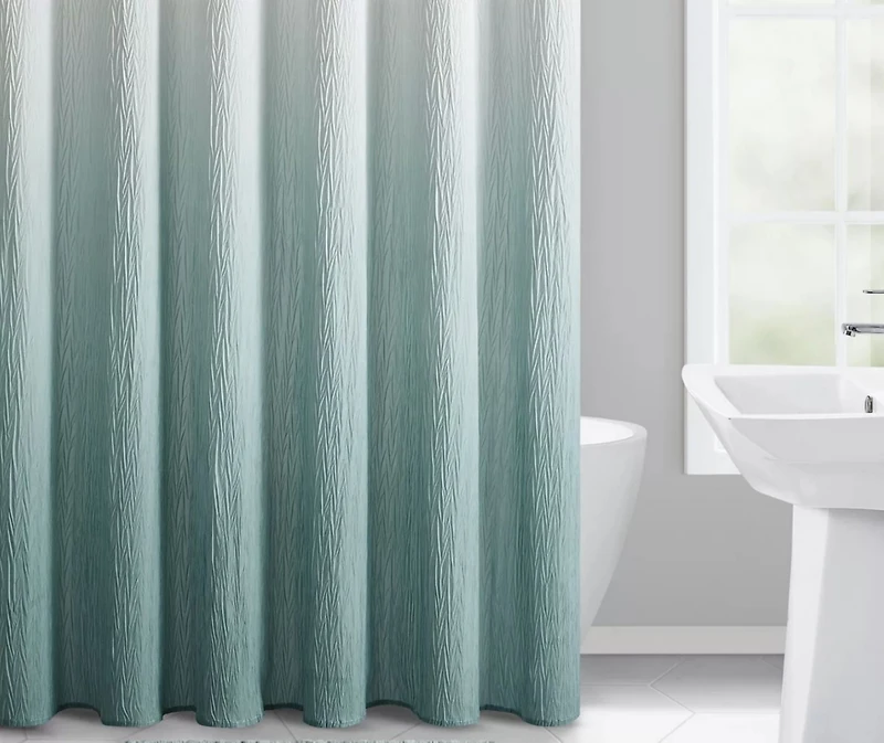 Kate Aurora Spa Essential Aqua Crushed Ombre Fabric Shower Curtain - 72 in. W x 72 in. L