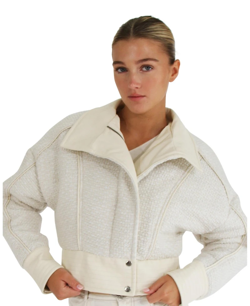 Belle & Bloom Women's Mad Love Cropped Bomber Jacket