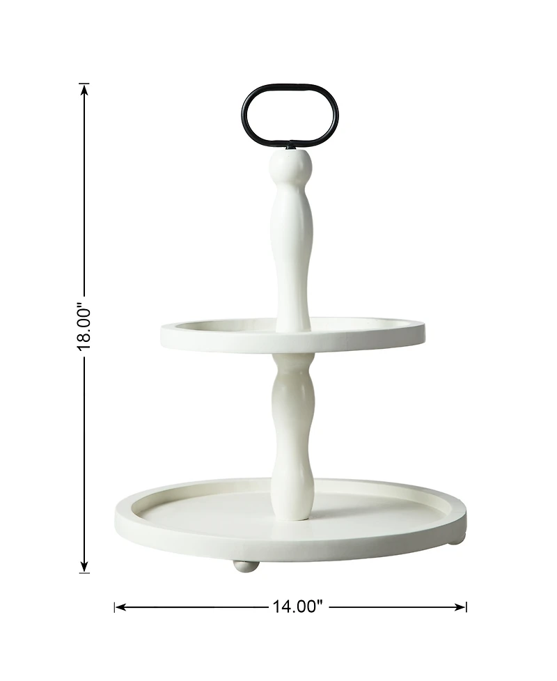 Glitzhome 18"H White Wood Double Tiered Tray