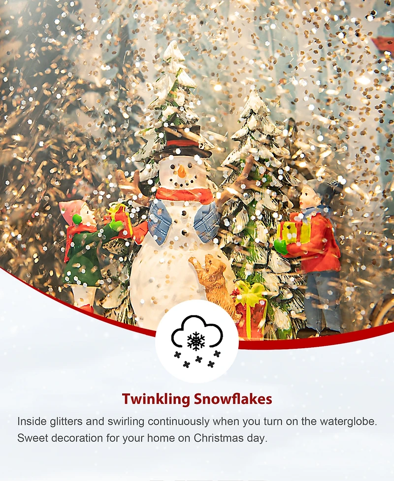 Glitzhome 7.5"L Lighted Tv with Snowman Waterglobe