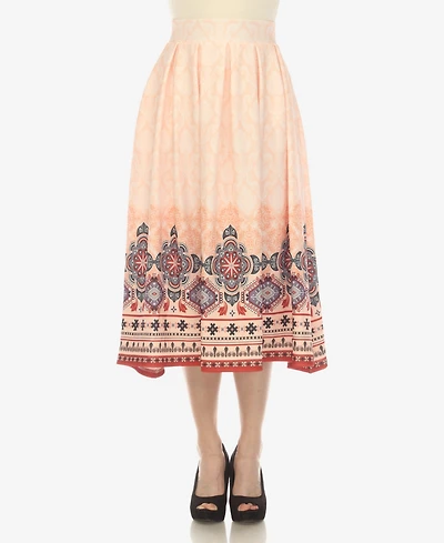 Women's Border Prints Pleated Midi Skirt